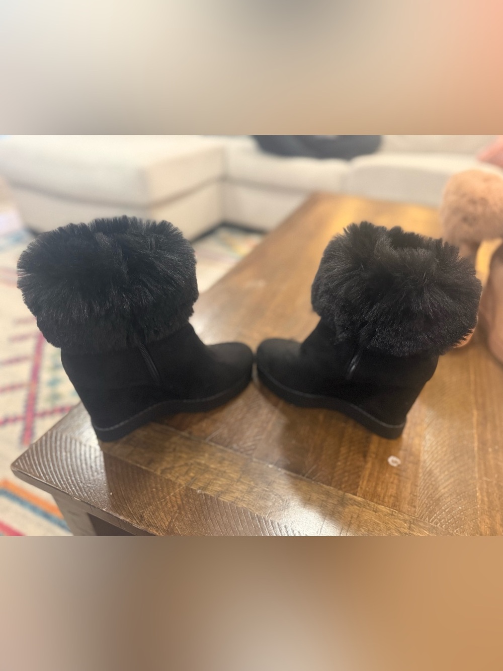 2 Pair Women’s Faux Fur Cuff Boots - Black & Tan - Size 7 (37) - Picture 6 of 6